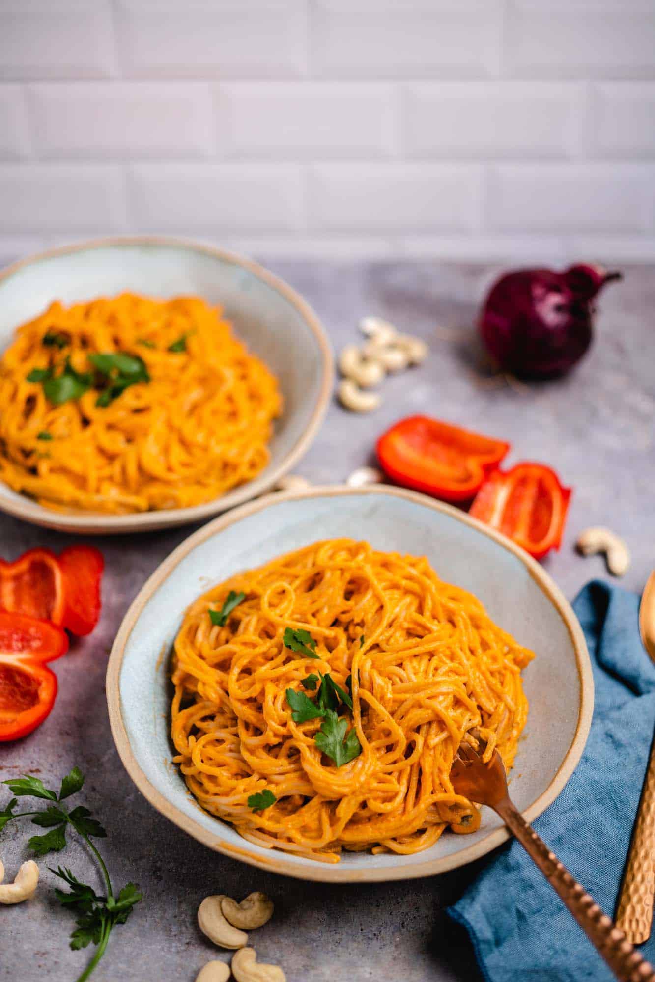 Pasta With Roasted Red Bell Pepper Sauce — Vegane Vibes 1867